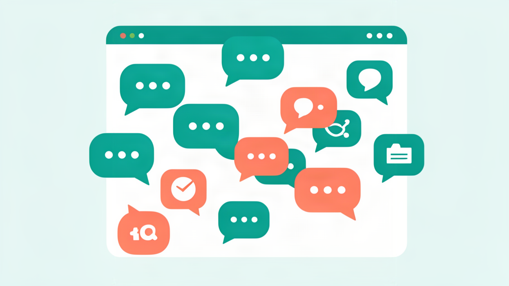 Flat vector of multiple chat bubbles from different apps merging into one screen